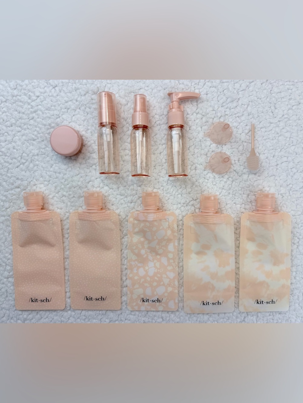 (NWOT) KITSCH • Peach & Cream 12-Piece Ultimate Travel Toiletry Container Set - Picture 2 of 6